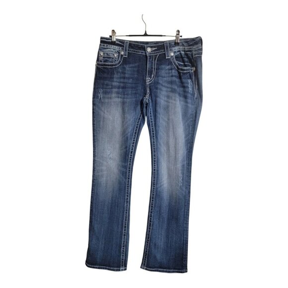 Miss Me Jeans Women 31 Signature Boot Western Blue Denim Y2K  Flap Pocket Boho - Picture 2 of 10